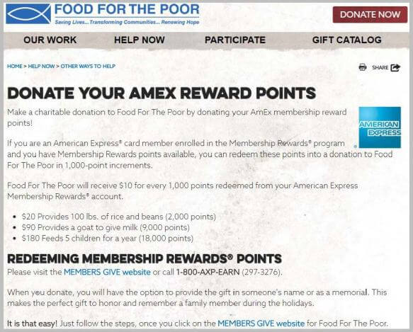 AMEX donate points to charity