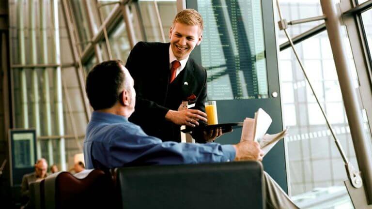 being served in VIP airport lounge