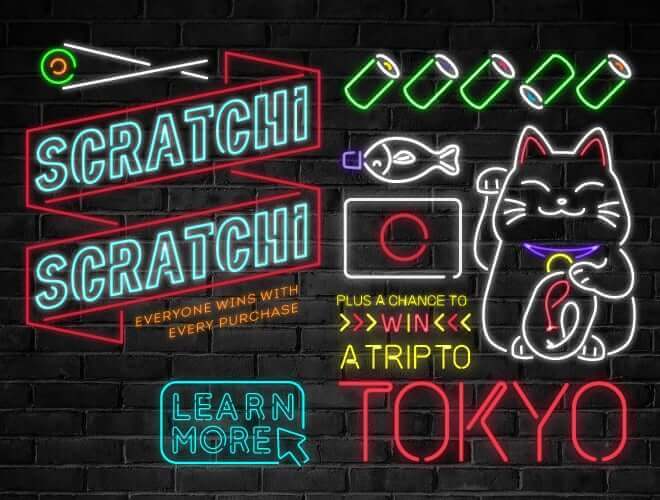 scratch win experiential reward trip to tokyo loyalty program