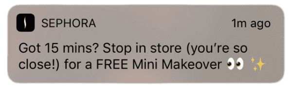 sephora beauty geo location push notification