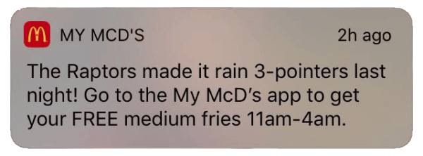 mymaccas mcdonalds app push notification