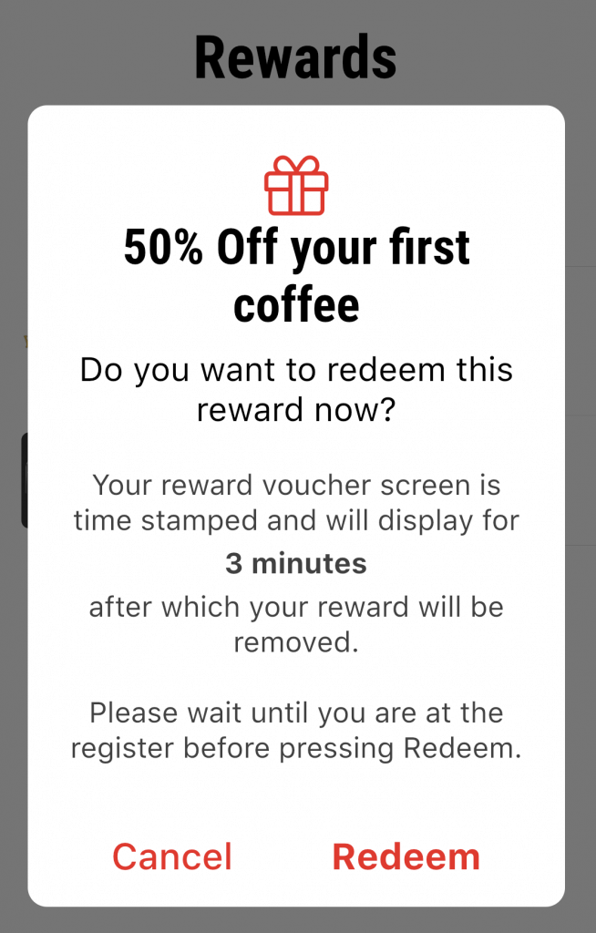redeem reward message on phone