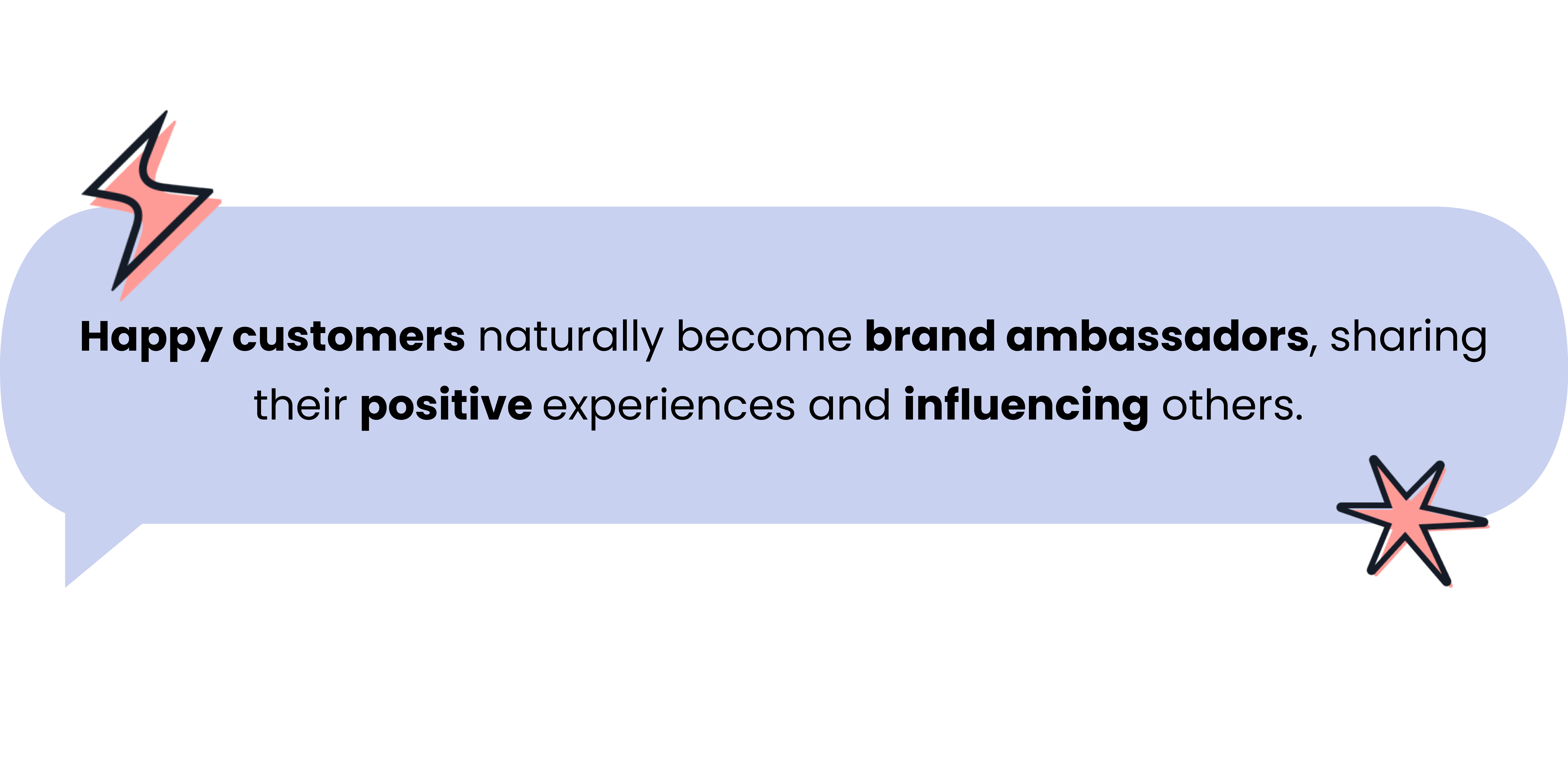 A blue speech bubble with text and icons and a quote about customer reveiws.
