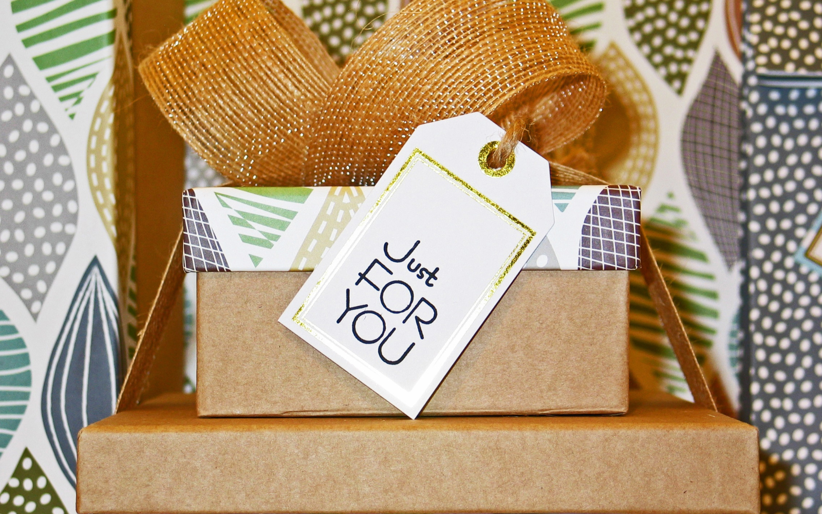 A pile of boxes with a tag that says 'Just For You'