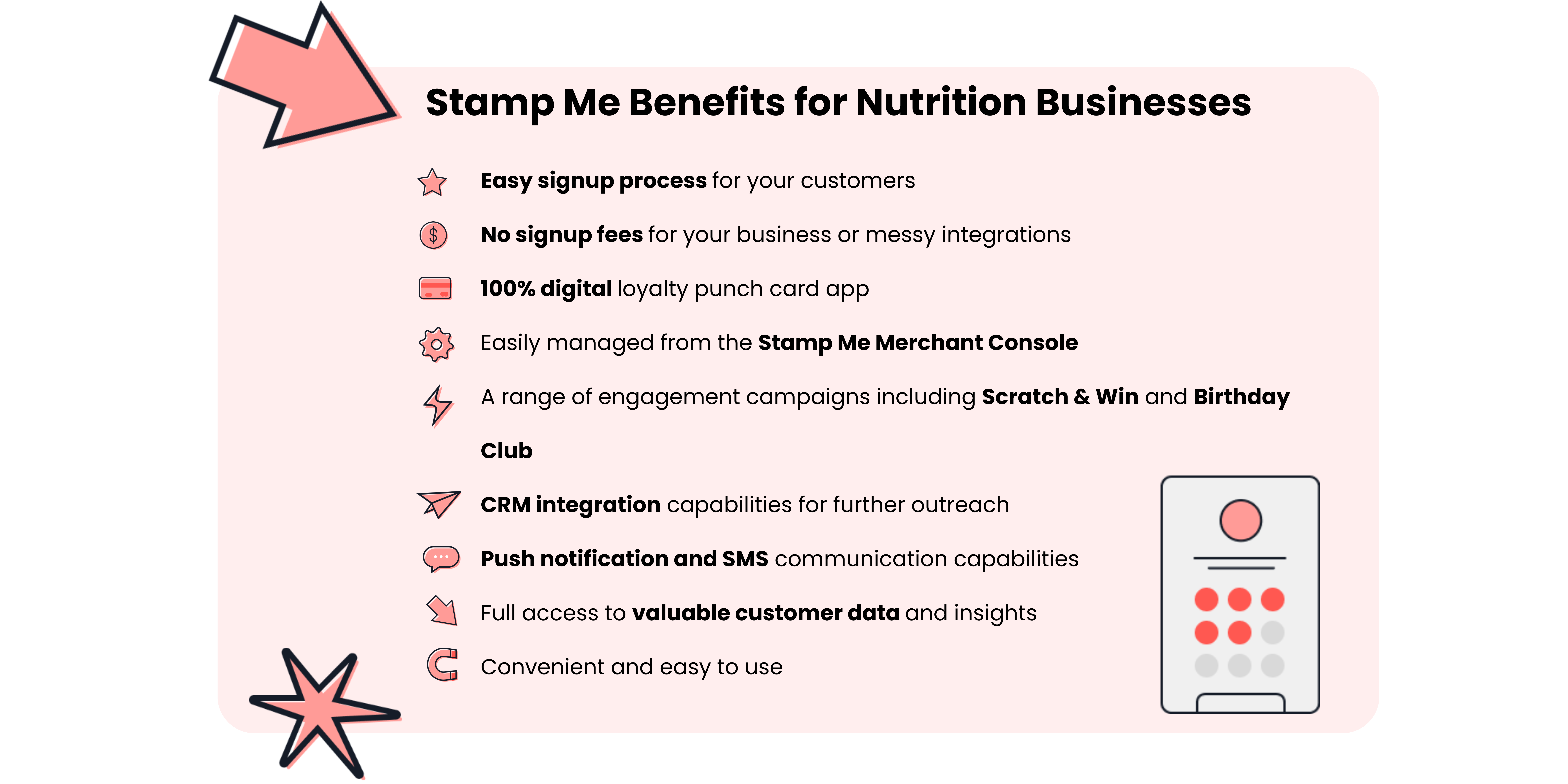 Stamp me benefits for nutrition businesses. 