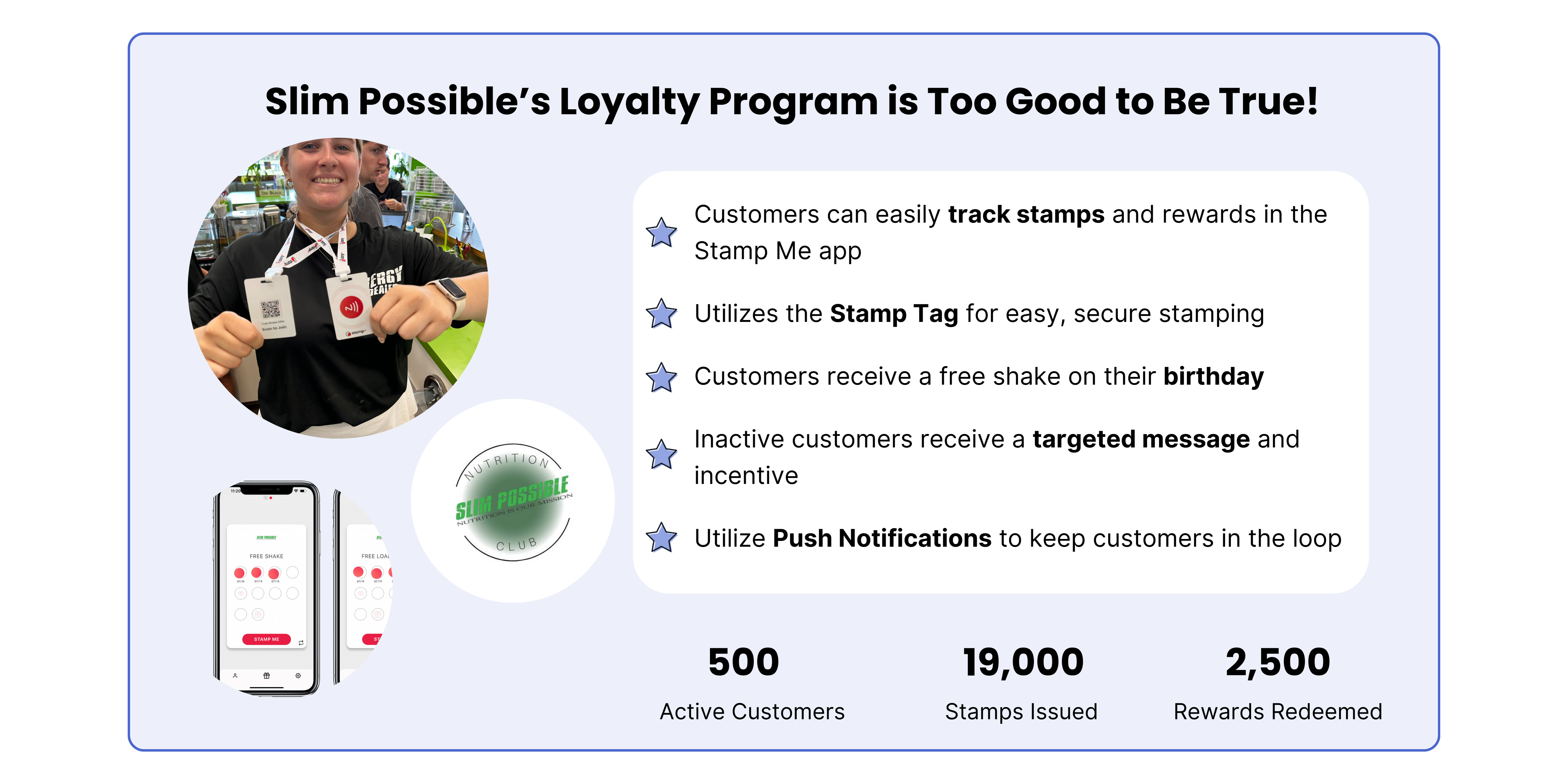 An example of a real Stamp Me nutrition business' loyalty program. 