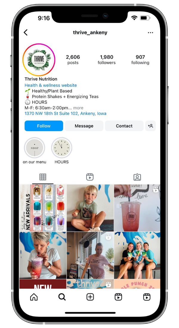 Thrive Nutrition's Instagram page is a perfect example of having a great online presence. 
