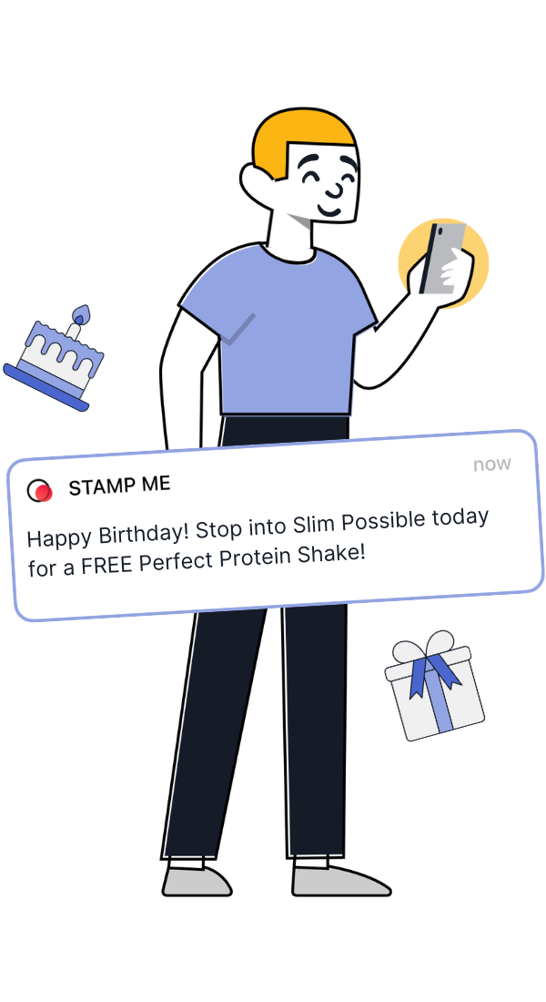 An example from a real Bday message from a nutrition business. 