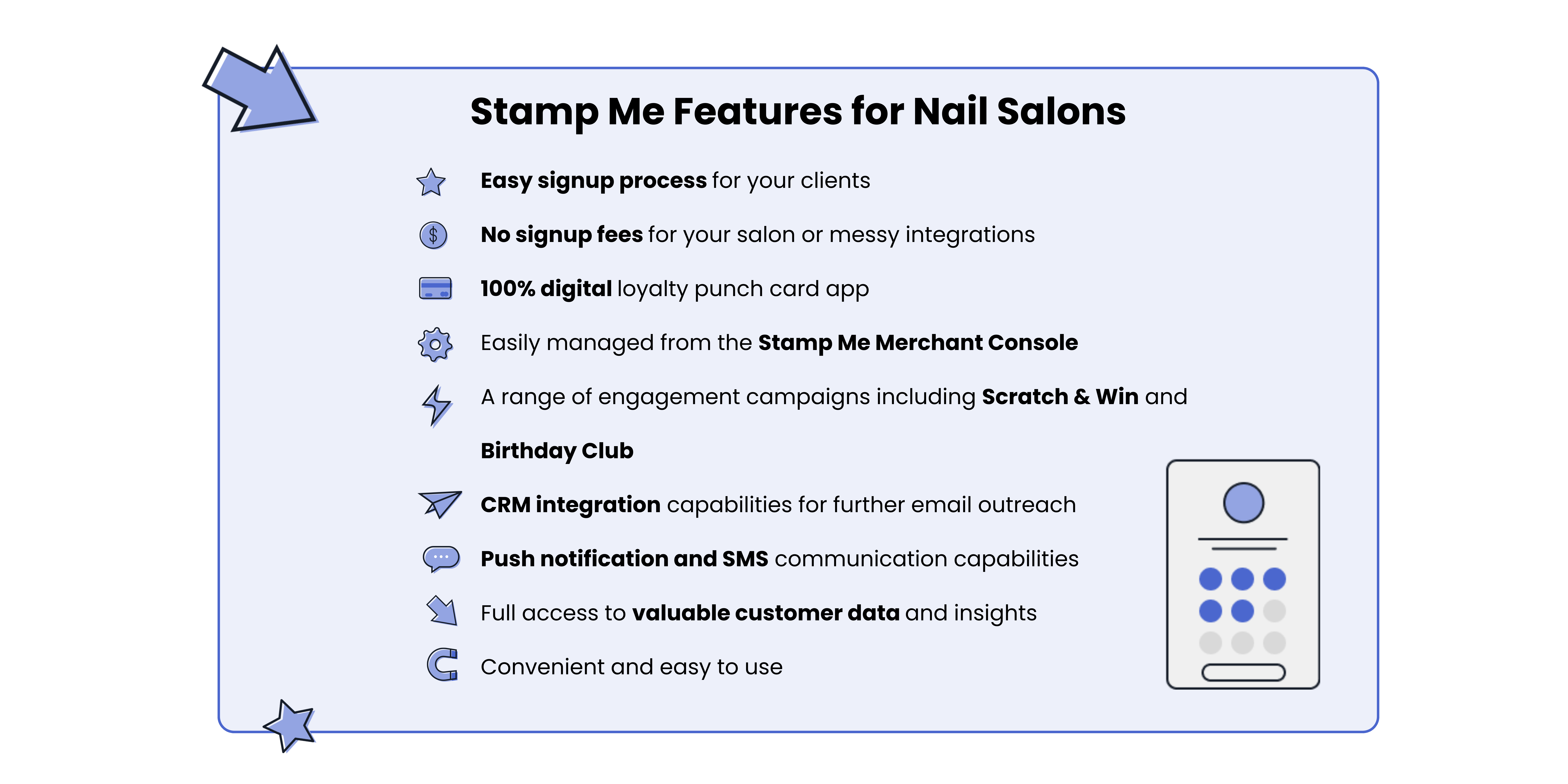Stamp Me features for nail salon