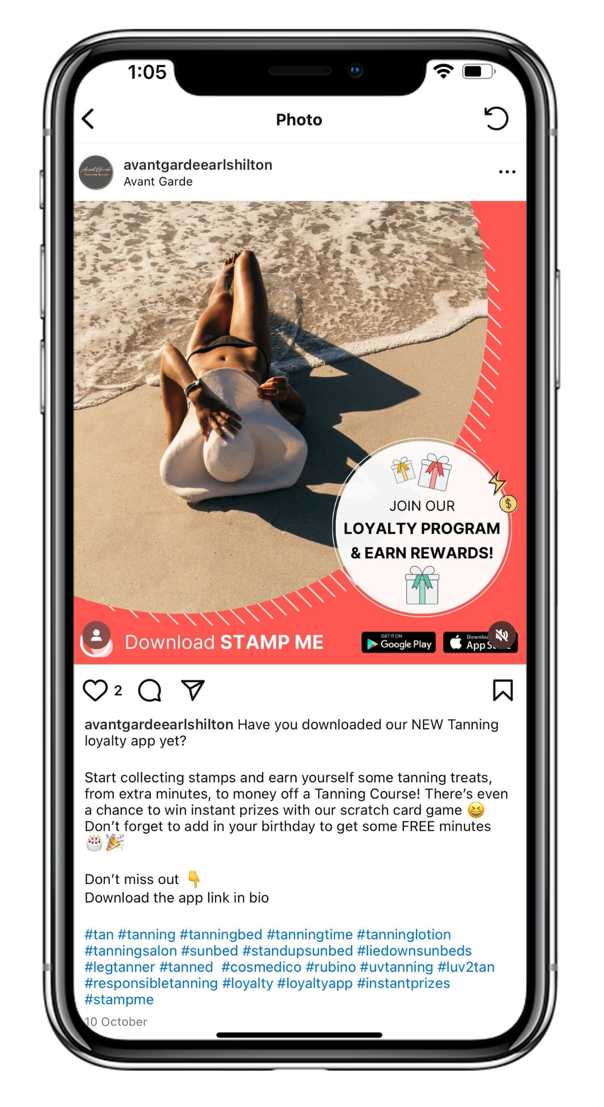 Image of Avante Garde instagram post on a phone screen