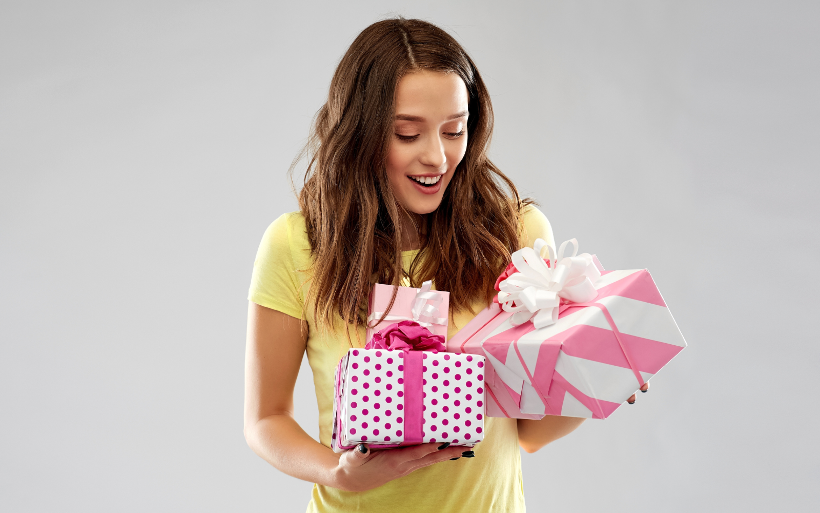 Happy customer receiving a surprise loyalty reward gift.